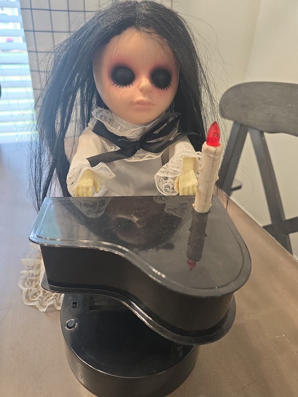 Ashland Haunted Girl Doll Piano Playing Light Up Animated Song Halloween Tested